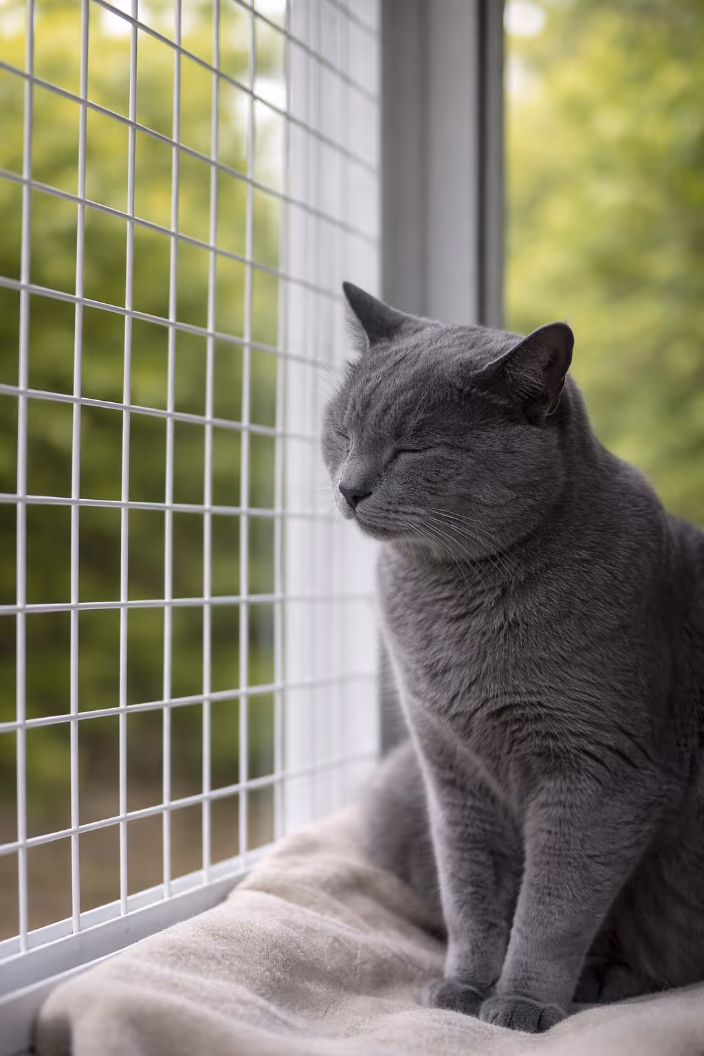 Deux chats profitant d'un enclos en acier BalconyCat pour l'enrichissement extérieur et l'escalade
